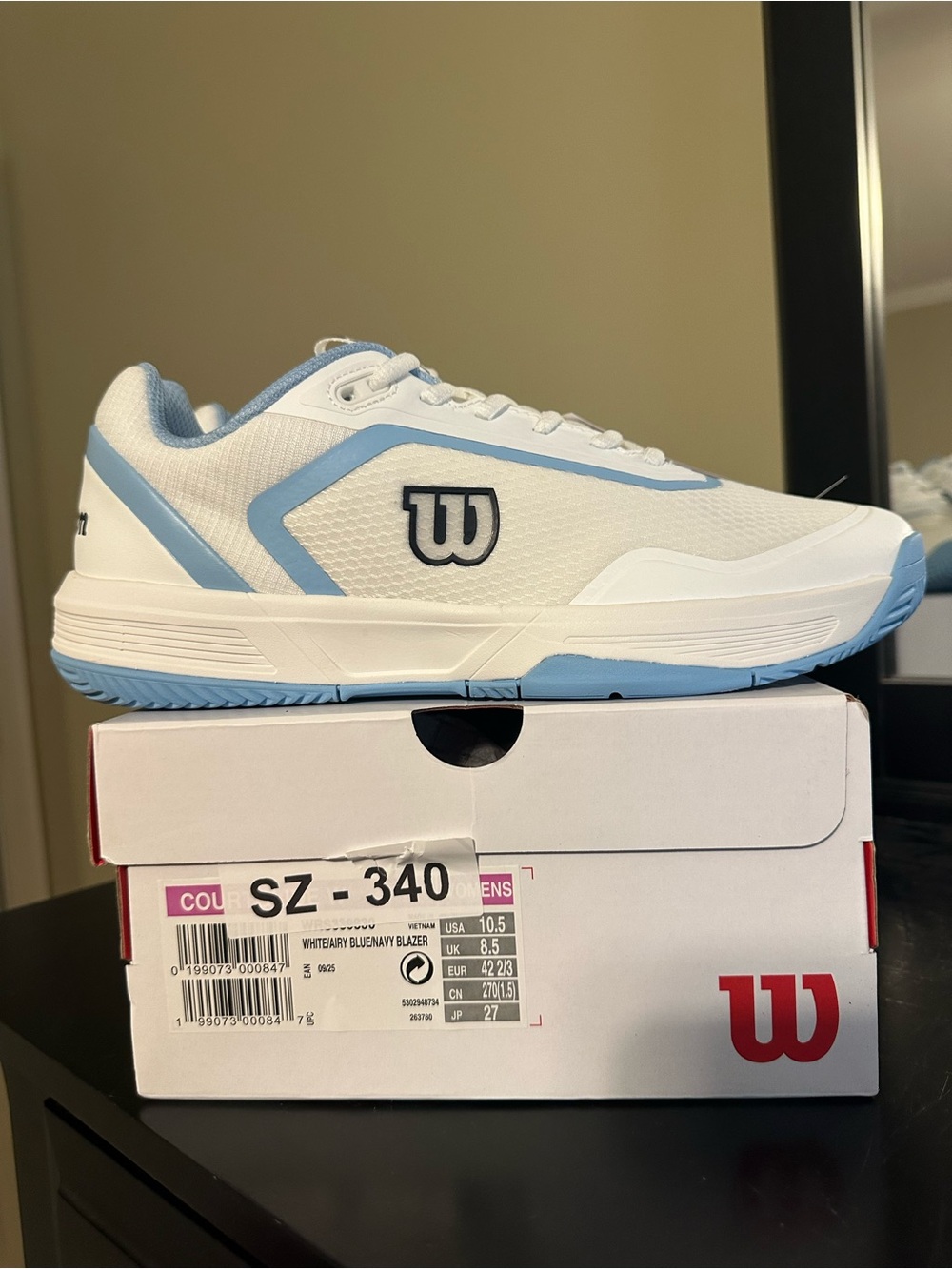 Wilson Women’s White and Light Blue Court Trainer